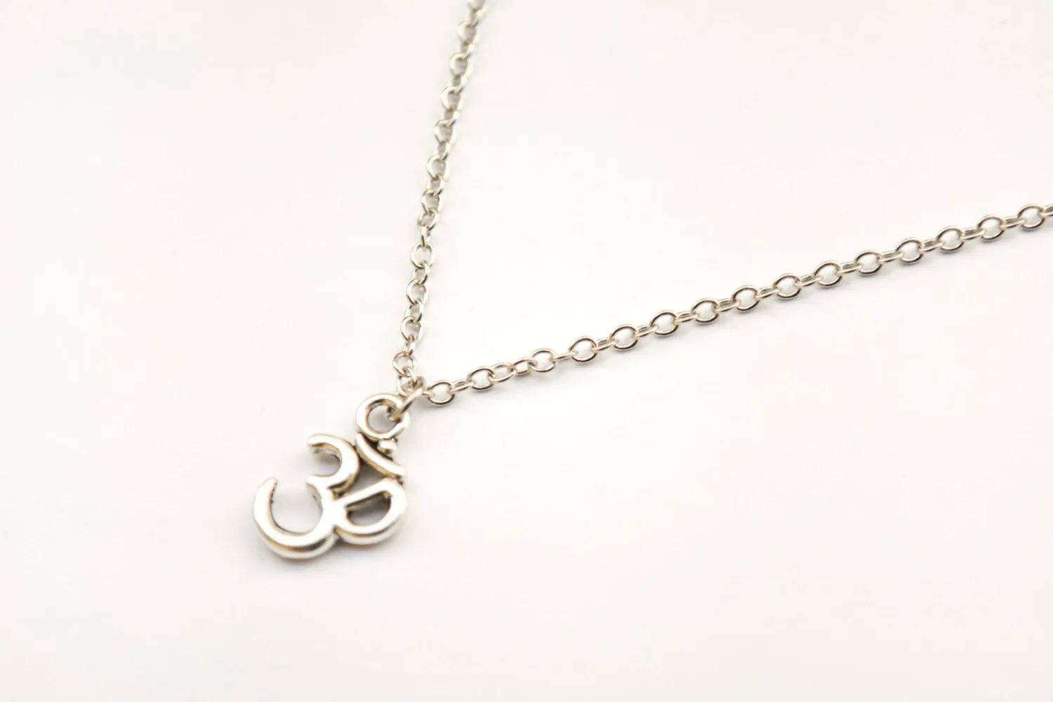 Silver chain Om necklace for men