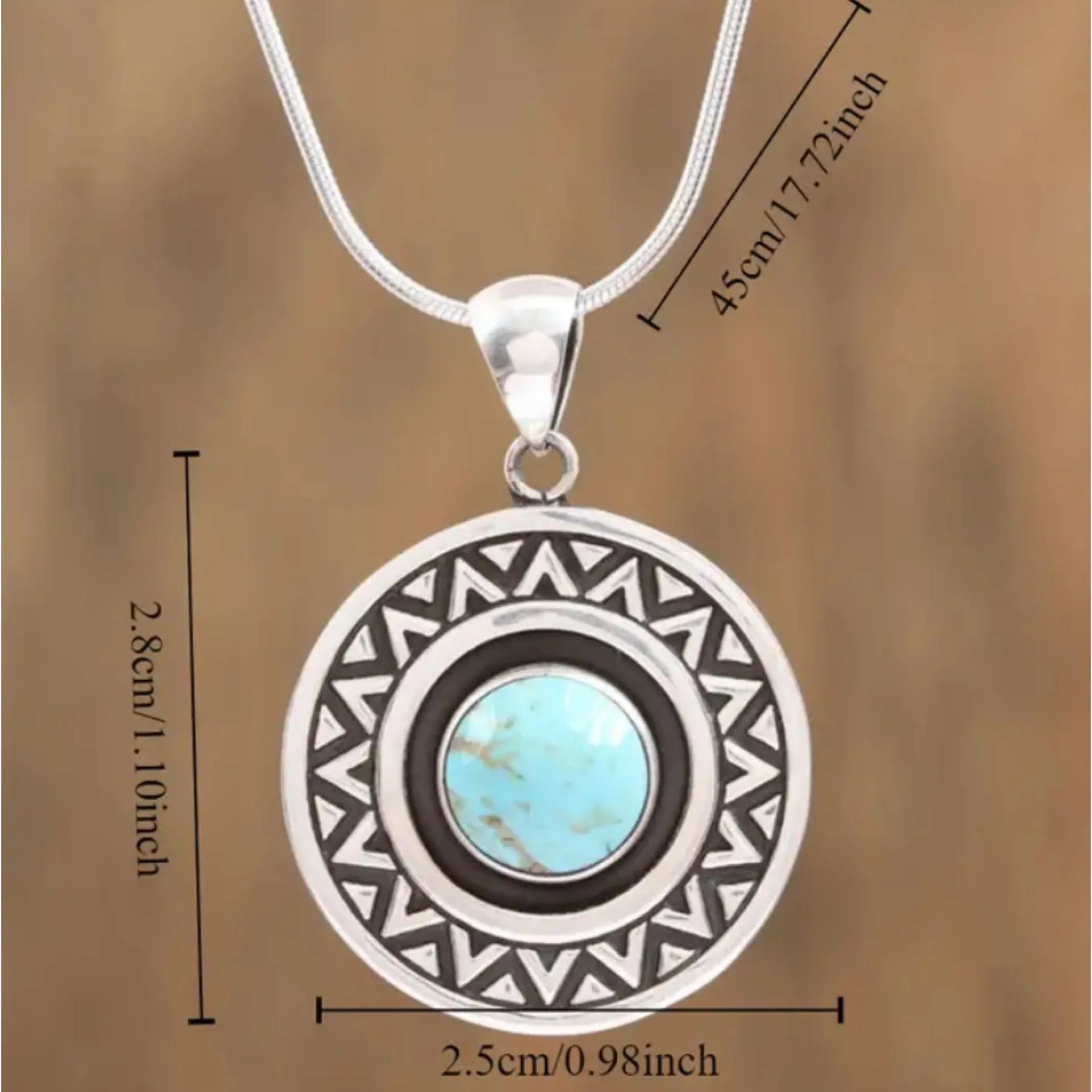 Silver Turquoise Pendant Necklace