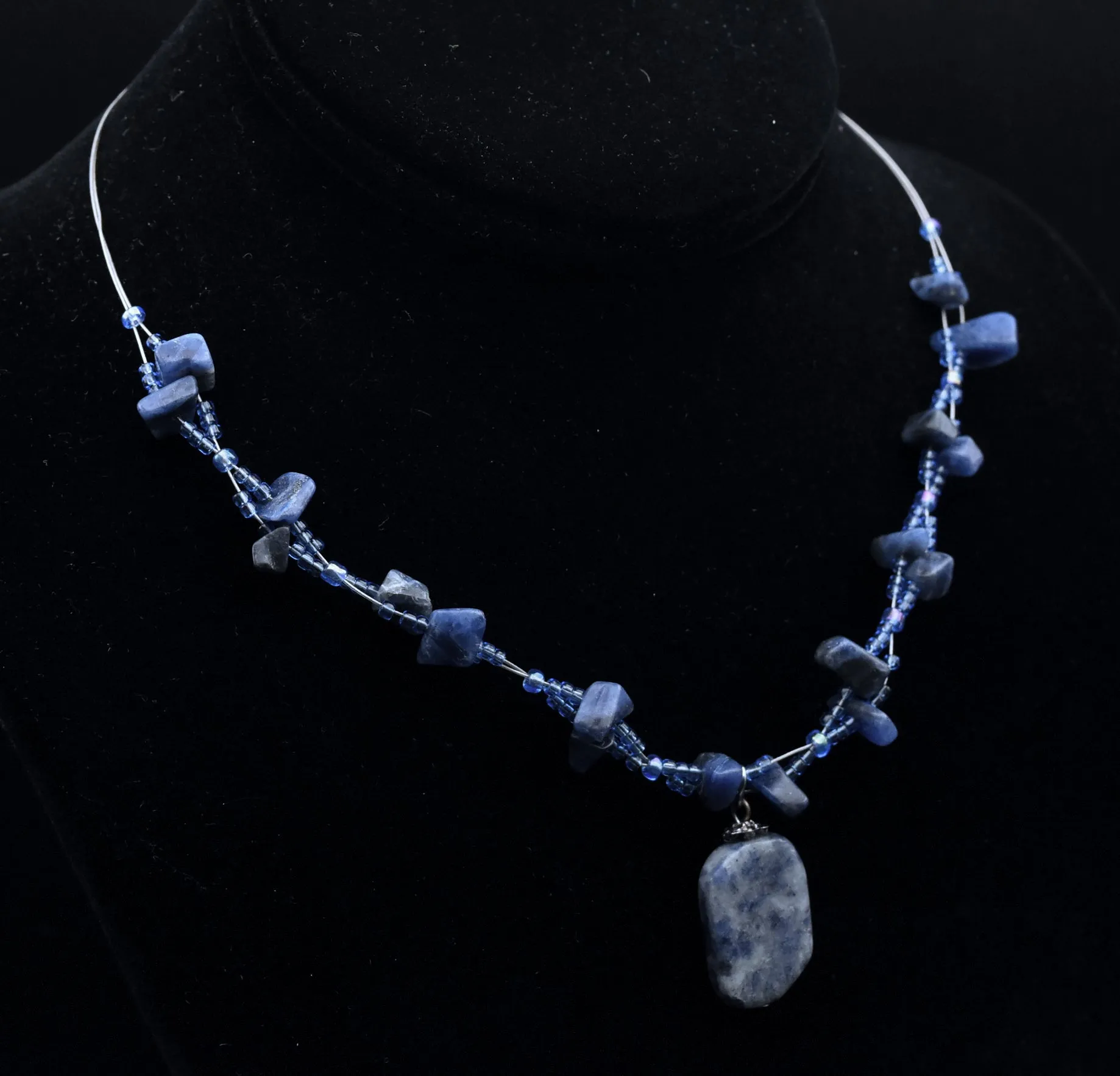 Sodalite Chip Bead Necklace - 16"