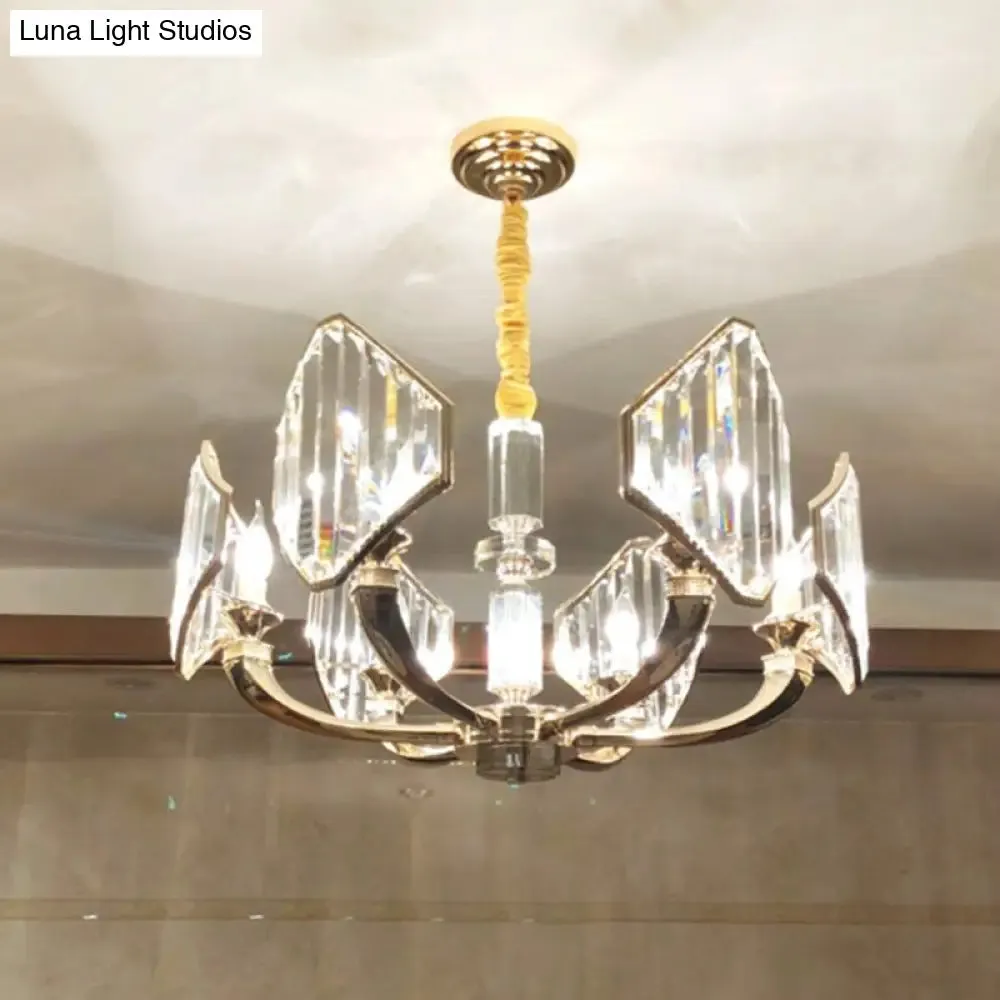 Sputnik Crystal Chandelier Light: Elegant 6-Head Gold Pendant Ceiling Fixture