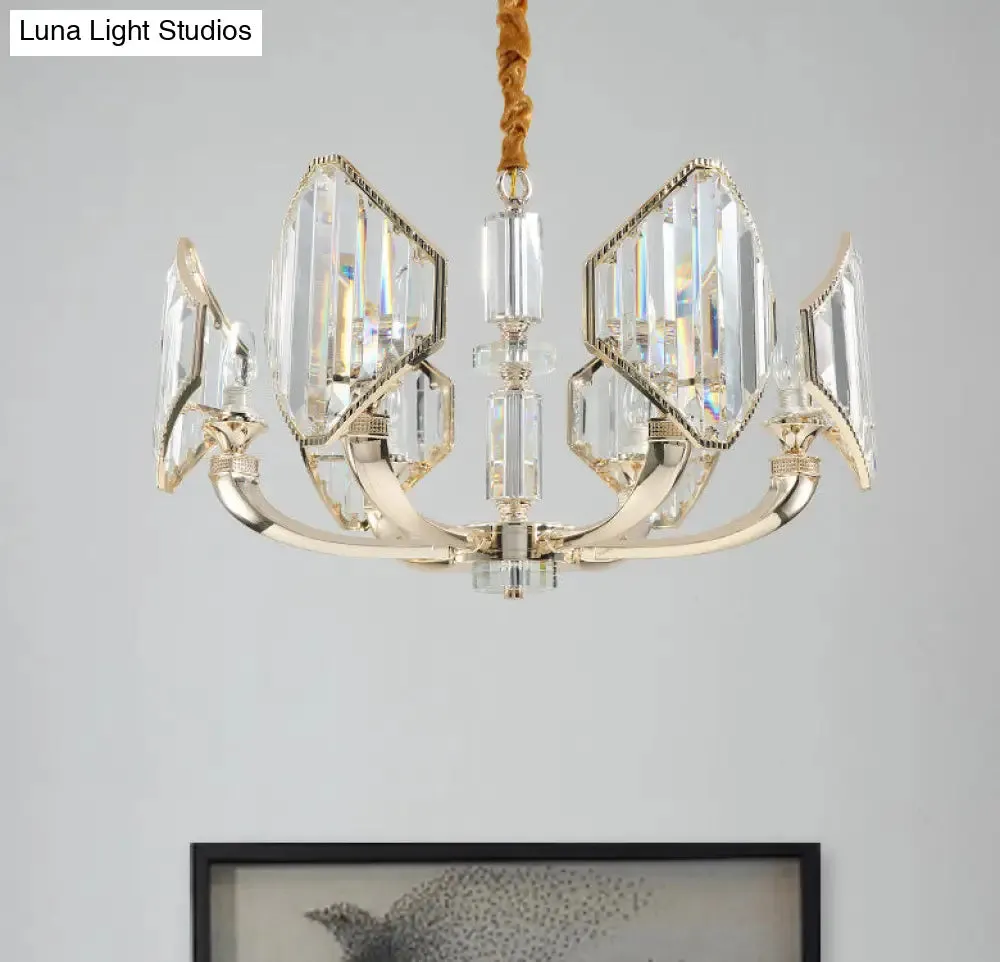 Sputnik Crystal Chandelier Light: Elegant 6-Head Gold Pendant Ceiling Fixture