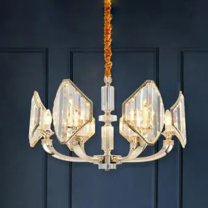 Sputnik Crystal Chandelier Light: Elegant 6-Head Gold Pendant Ceiling Fixture