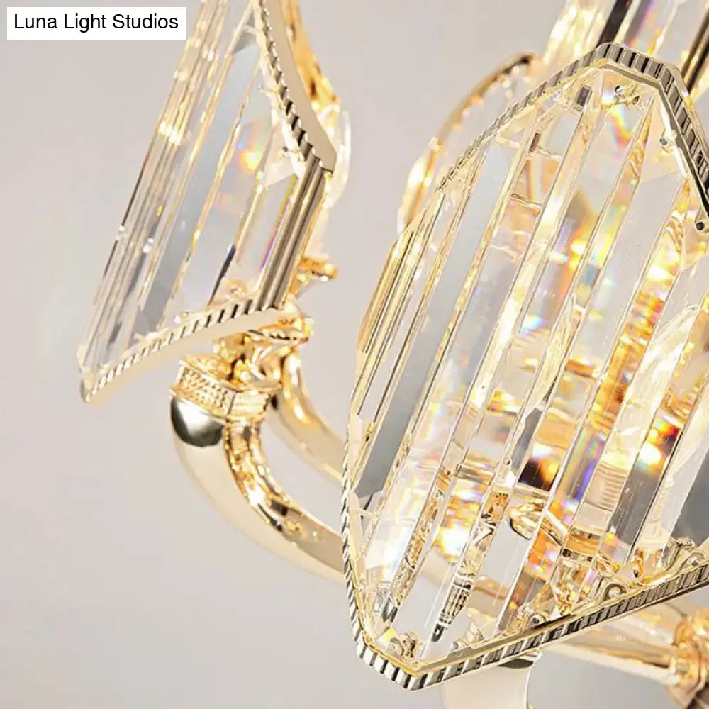 Sputnik Crystal Chandelier Light: Elegant 6-Head Gold Pendant Ceiling Fixture