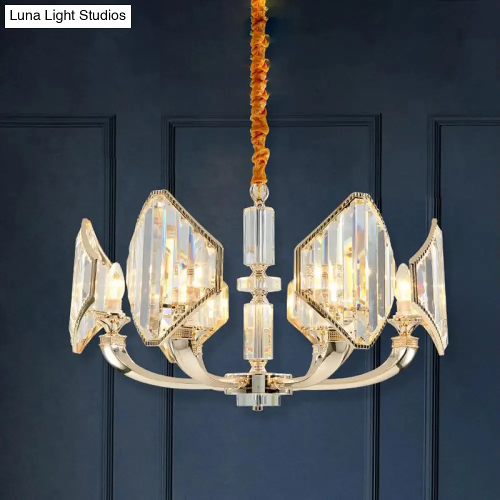 Sputnik Crystal Chandelier Light: Elegant 6-Head Gold Pendant Ceiling Fixture