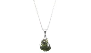 Sterling Silver Adjustable Mini Half-Moon Shaped Moldavite Necklace