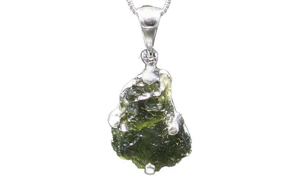 Sterling Silver Adjustable Mini Half-Moon Shaped Moldavite Necklace