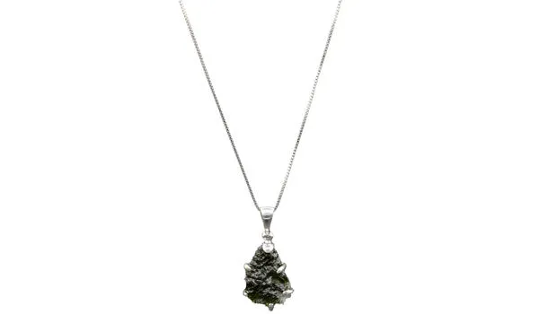 Sterling Silver Adjustable Pear-Shaped Moldavite Necklace