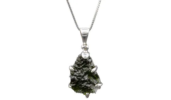 Sterling Silver Adjustable Pear-Shaped Moldavite Necklace