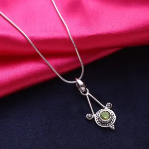 Sterling Silver and Peridot Necklace Modern Indian Jewelry  - Chennai Promise | NOVICA