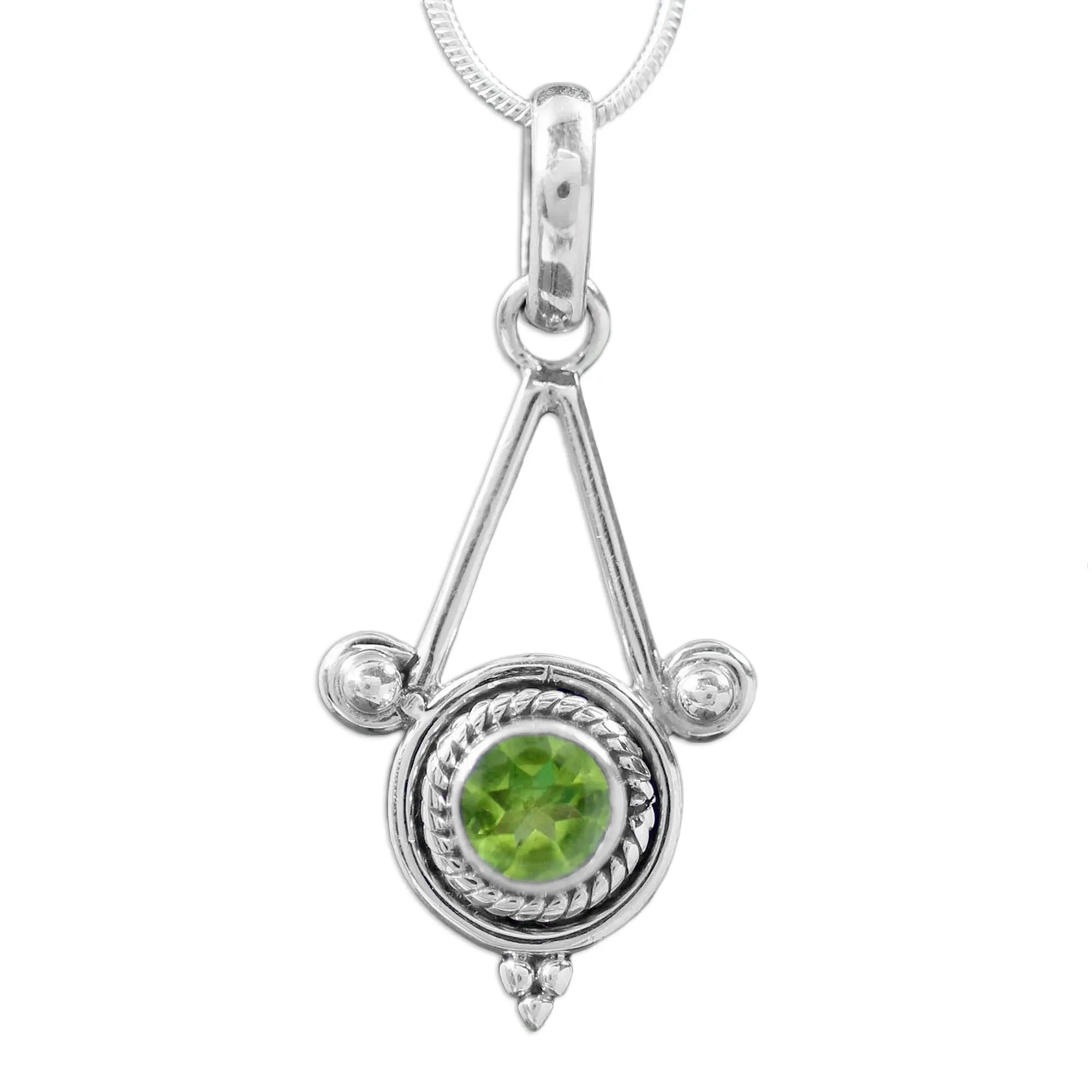 Sterling Silver and Peridot Necklace Modern Indian Jewelry  - Chennai Promise | NOVICA