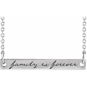 Sterling Silver Family is Forever Bar Necklace