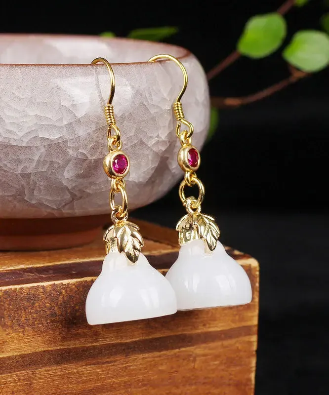 Sterling Silver Jade Crystal Drop Earrings