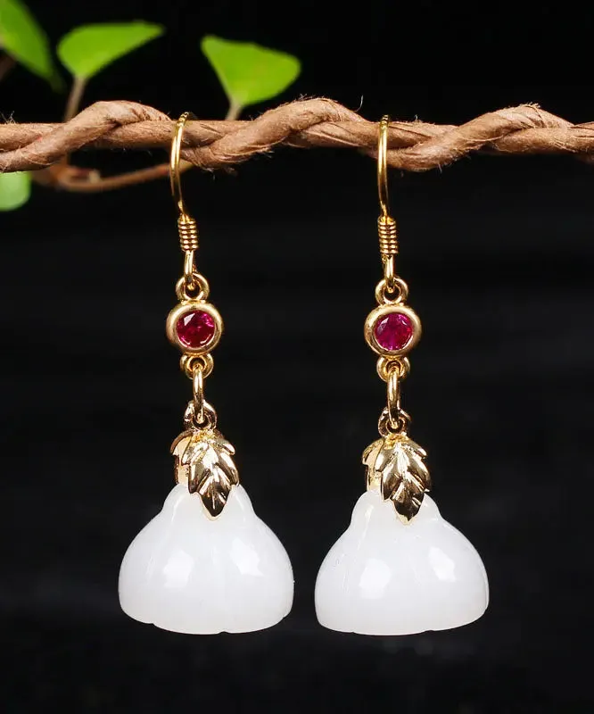 Sterling Silver Jade Crystal Drop Earrings