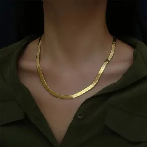 Stunning 24K Gold Blade Snake bone Necklace