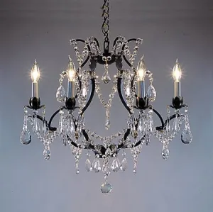 Swarovski Crystal Trimmed Chandelier Wrought Iron Crystal Chandelier H19" X W20" - A83-3030/6Sw