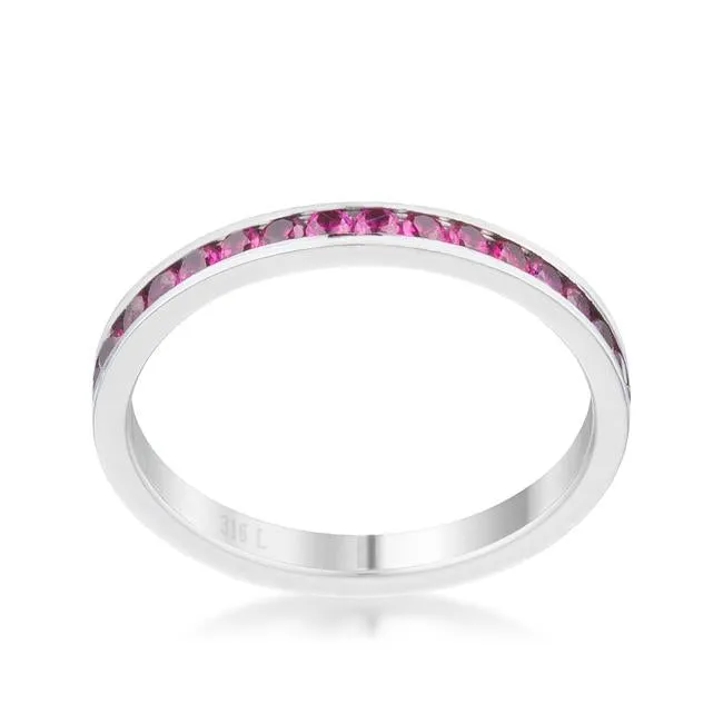 Teresa Garnet Red Silver Eternity  Ring | 1ct | Stainless Steel