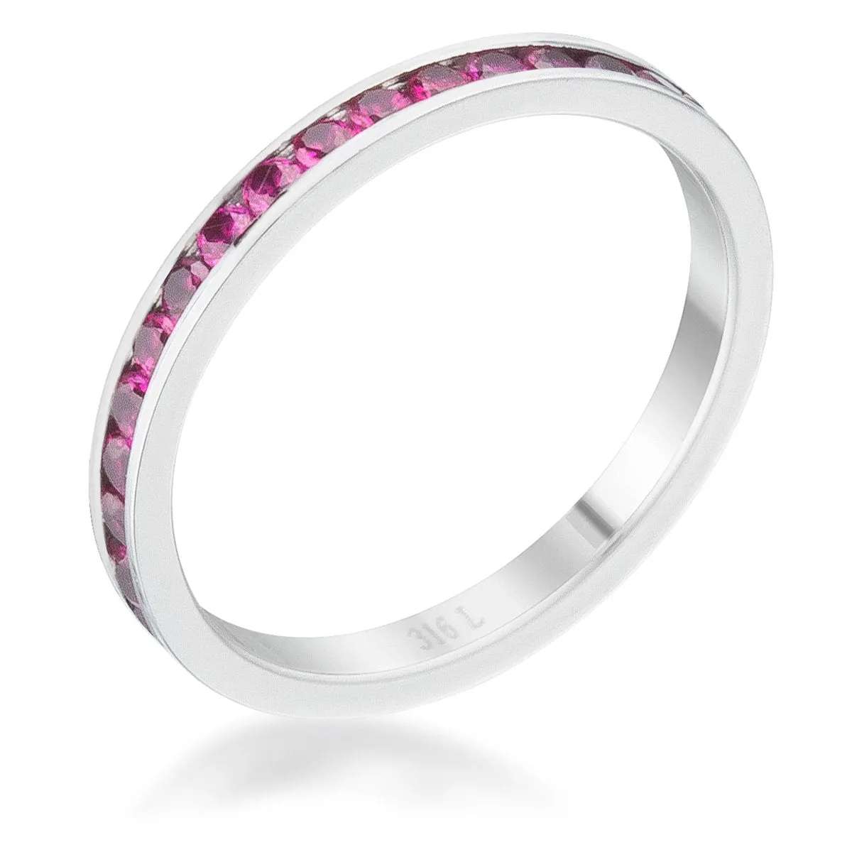 Teresa Garnet Red Silver Eternity  Ring | 1ct | Stainless Steel