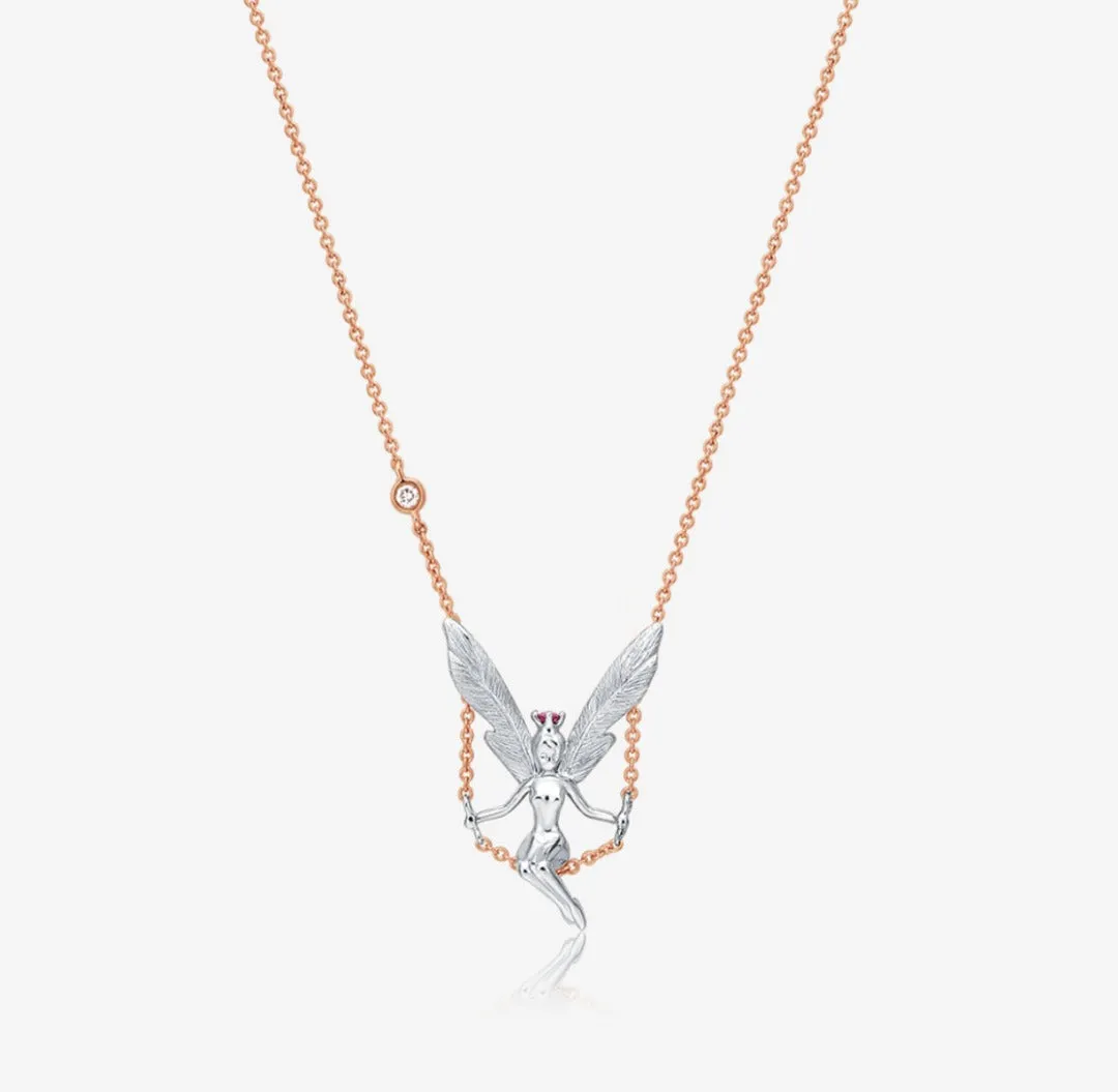 THIALH - DATURA • ASTRA - 18K White and Rose Gold Pink Sapphire and Diamond Necklace