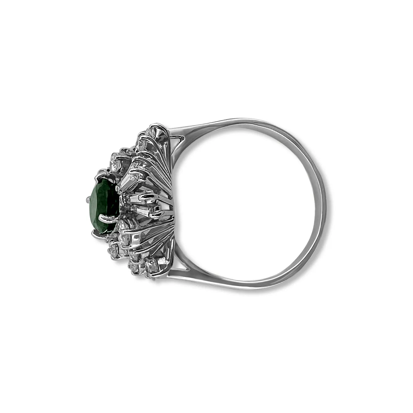 Tsavorite Garnet and Diamond Cocktail Ring in 18k White Gold