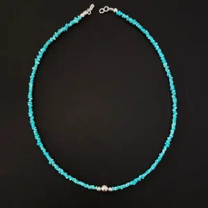 Turquoise Nugget & Silver Accents Necklace - 18"