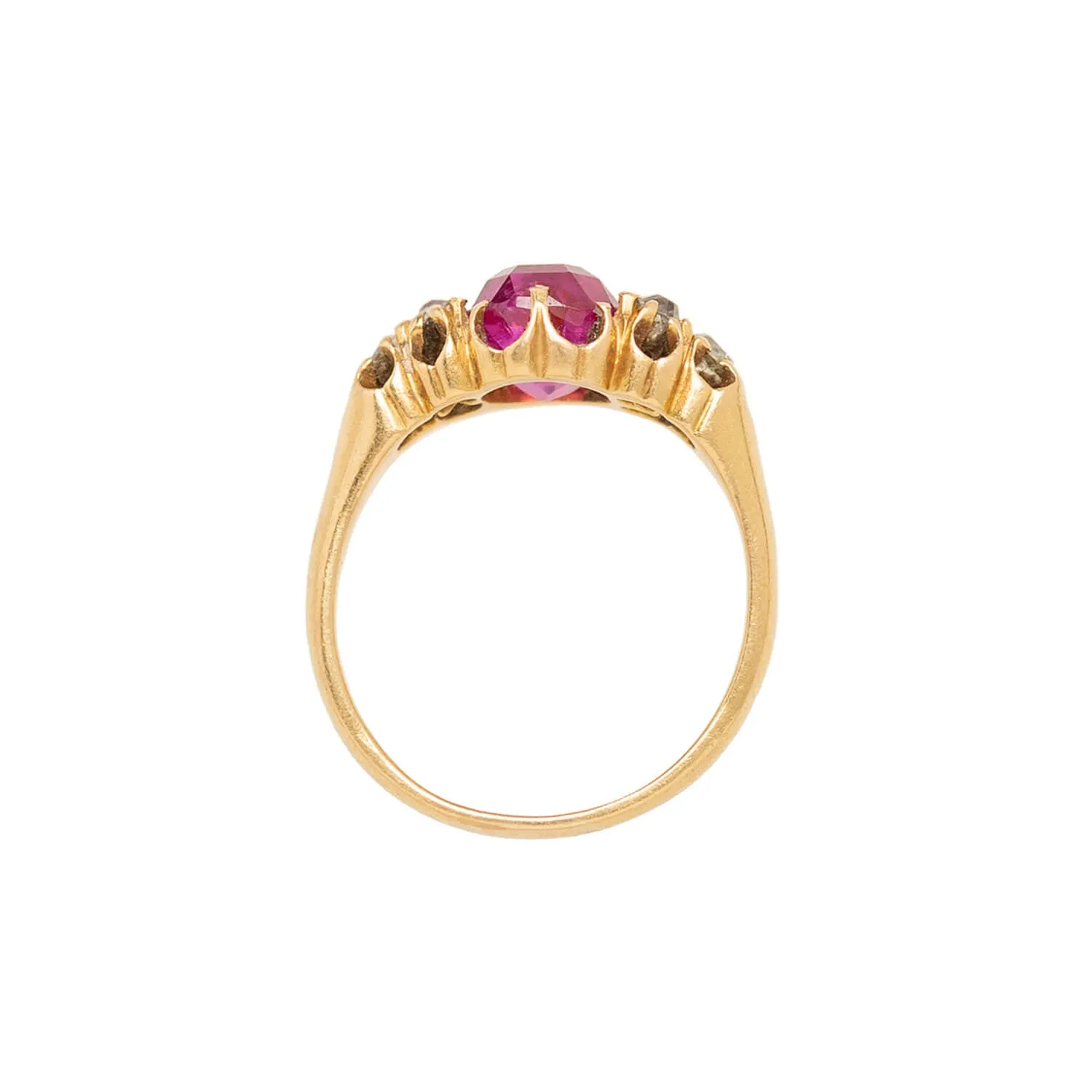 Victorian French 18k Burmese Ruby   Diamond Ring