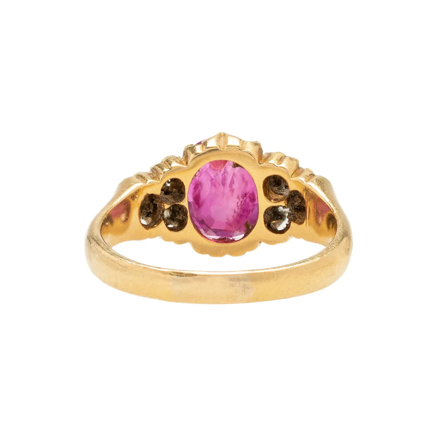 Victorian French 18k Burmese Ruby   Diamond Ring