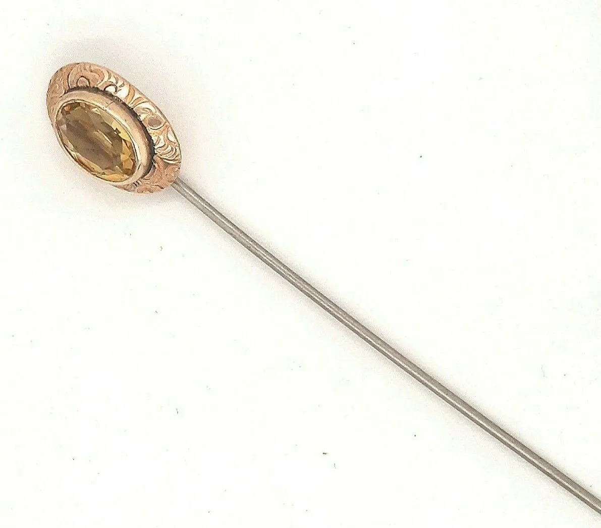 Vintage 9ct Yellow Gold & Citrine Pin Hat/Tie/Lapel Pin Fine Jewellery