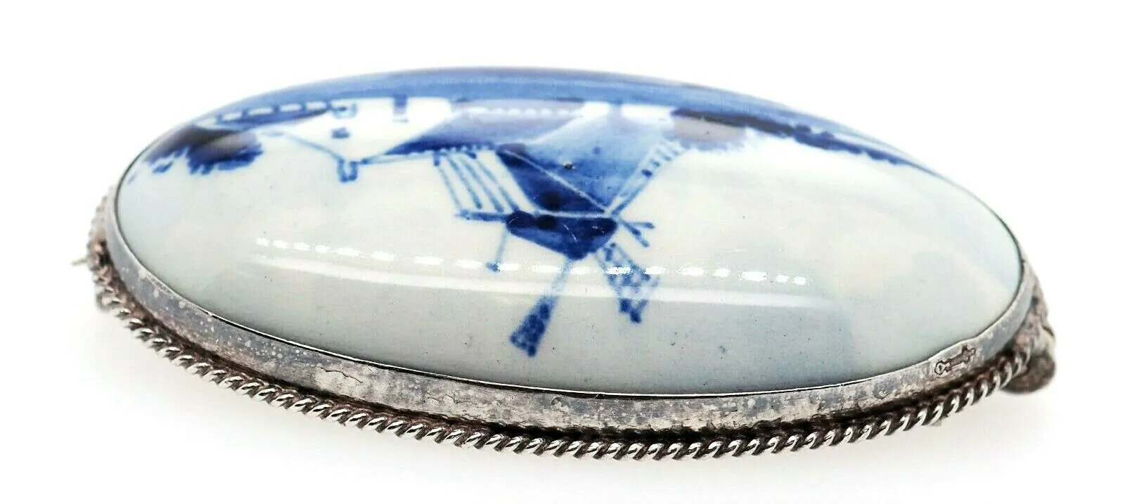 Vintage Blue Delft Holland Windmill Brooch