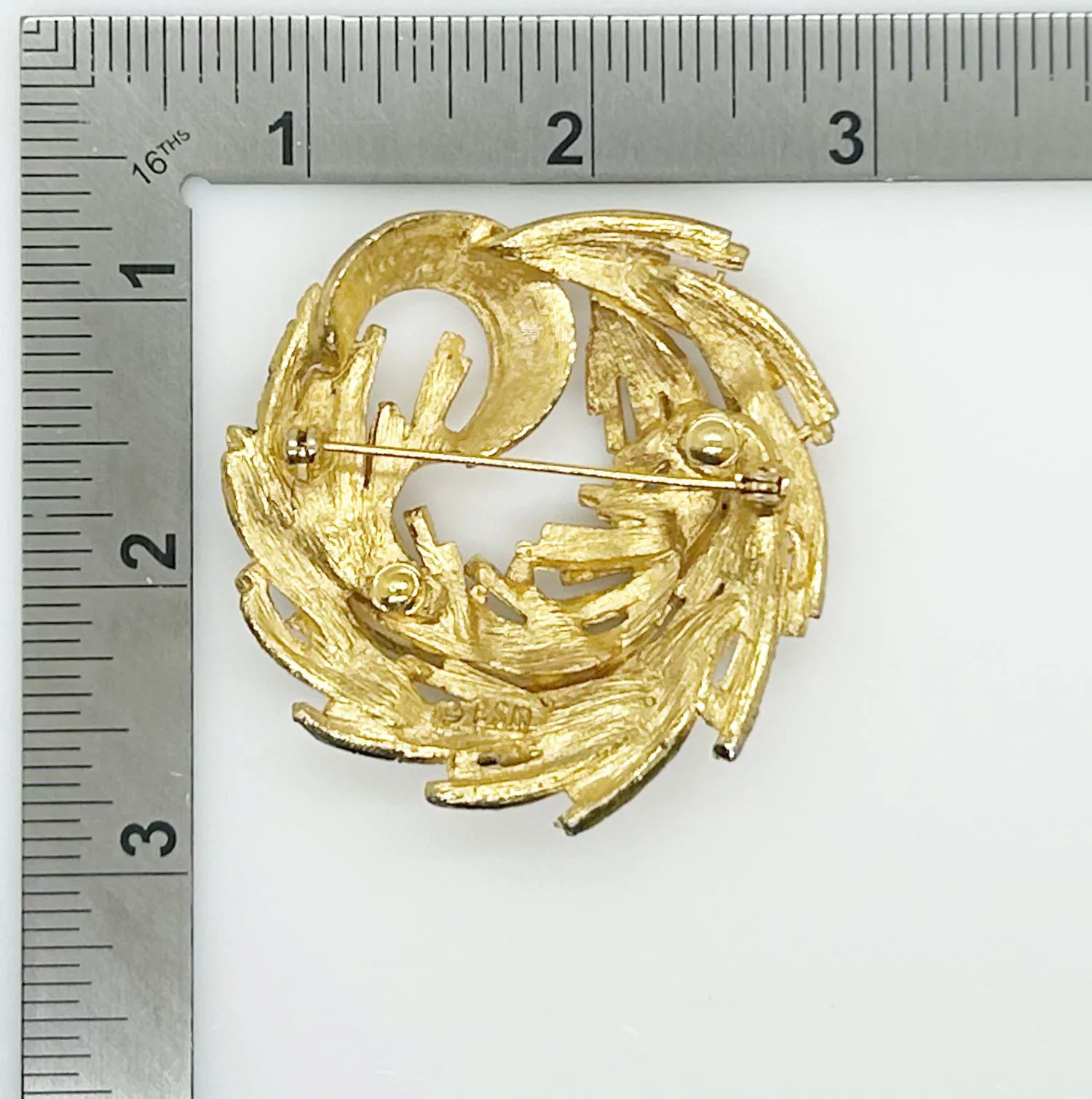 Vintage BSK Modernistic Gold Tone Swirl Brooch