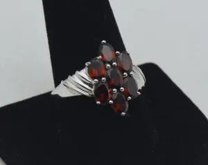 Vintage Garnets Sterling Silver Ring - Size 10