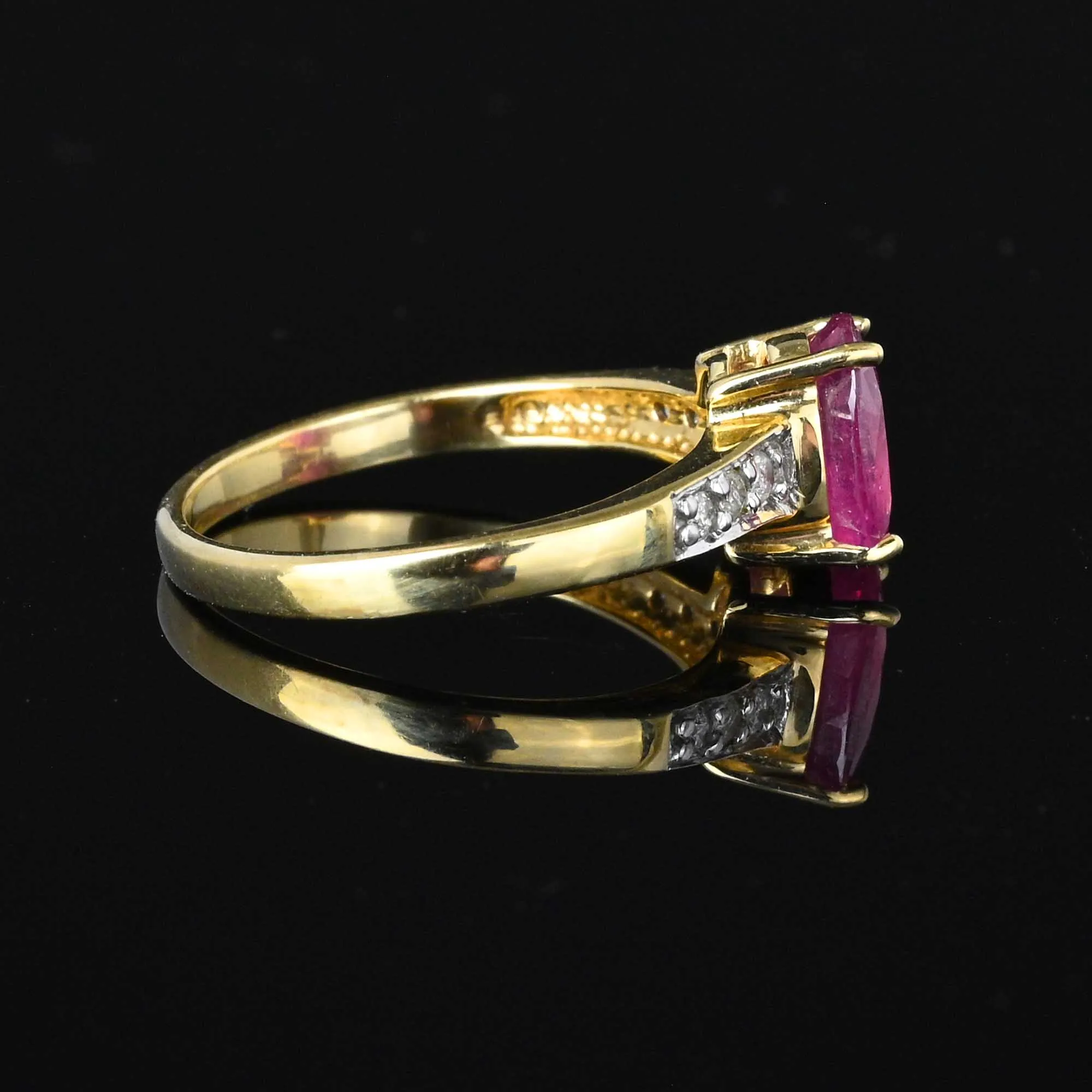 Vintage Gold Oval Natural Ruby and Diamond Ring