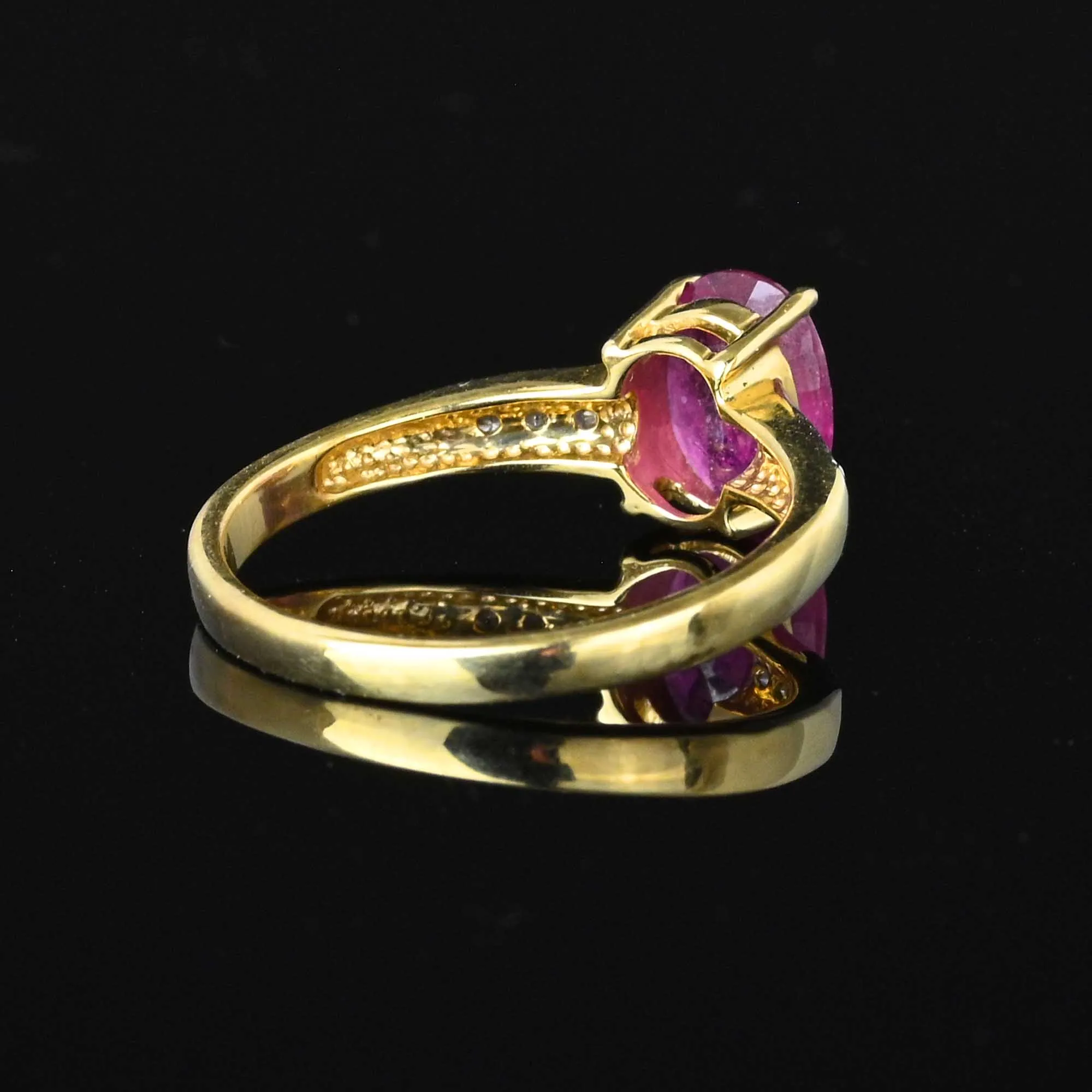 Vintage Gold Oval Natural Ruby and Diamond Ring