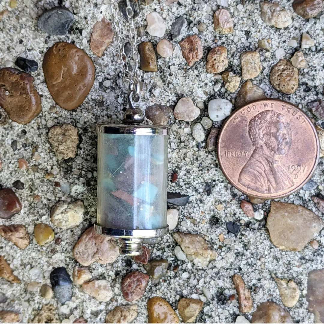 Vintage Stone Chip Canister Necklace