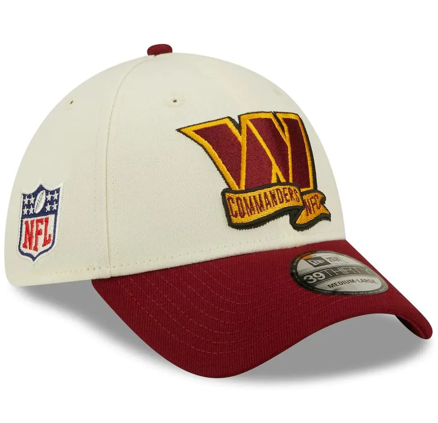 Washington Commanders 2022 Sideline 39THIRTY 2 Tone Flex Hat  Cream/Burgundy