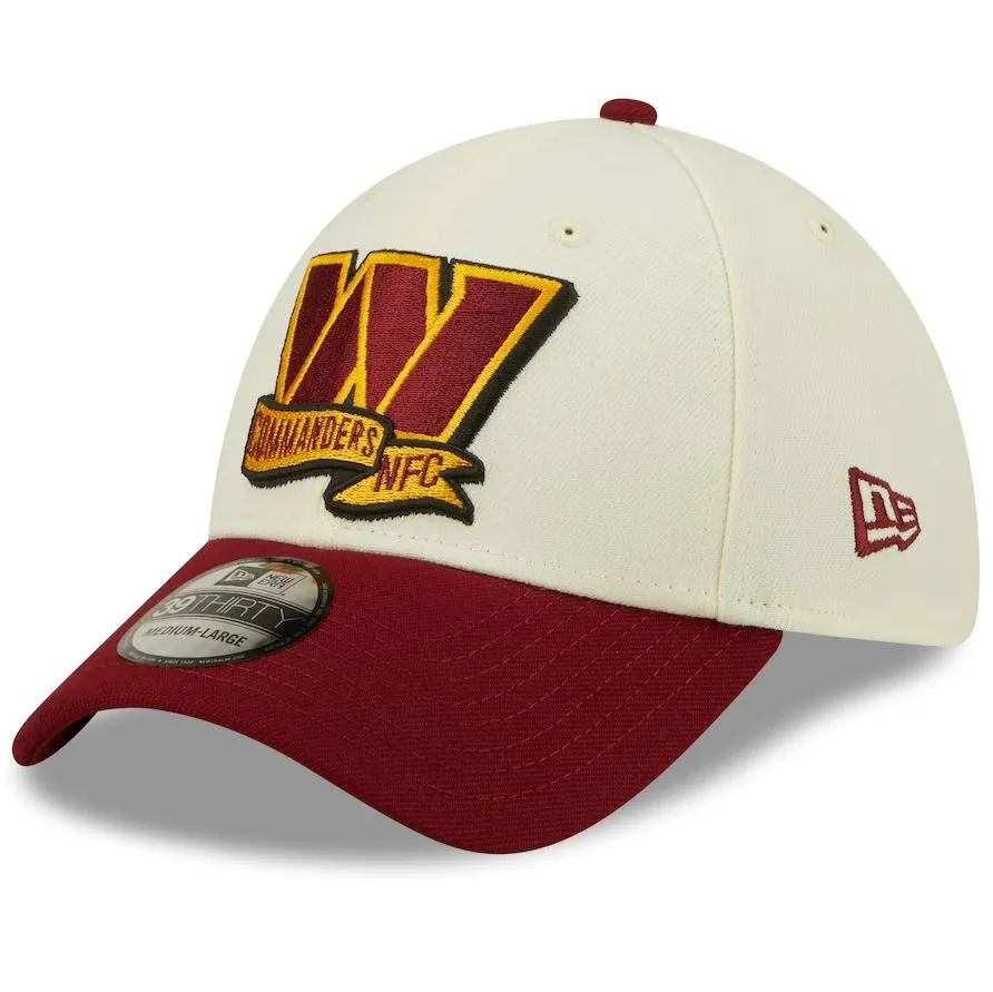 Washington Commanders 2022 Sideline 39THIRTY 2 Tone Flex Hat  Cream/Burgundy