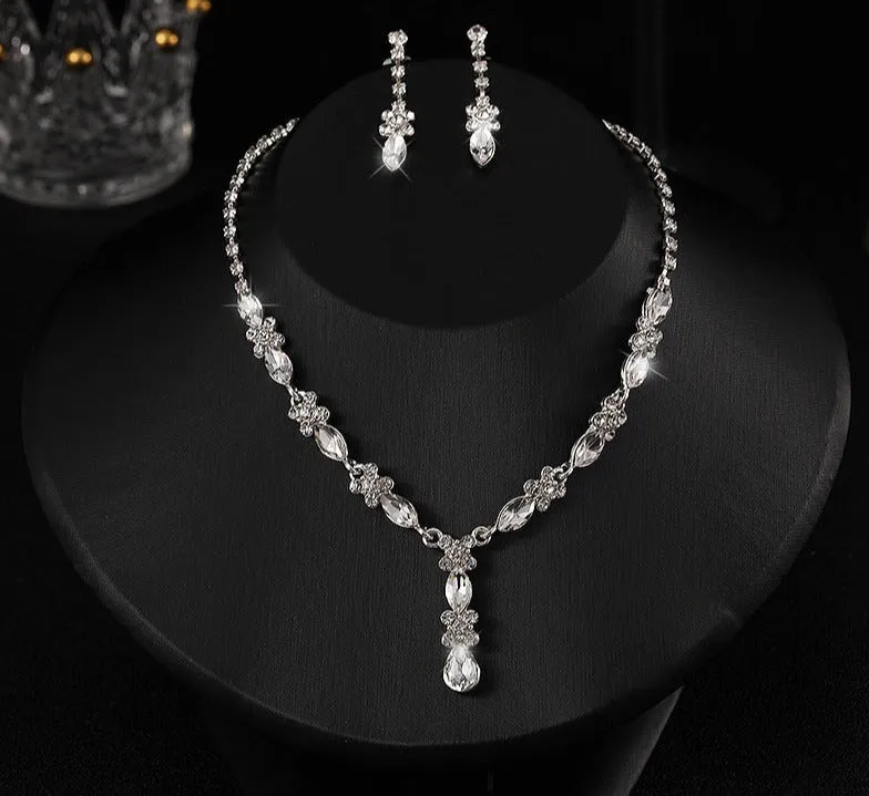 Women Classic Zircon Necklace And Earrings Set For Anniversary Gift