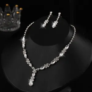 Women Classic Zircon Necklace And Earrings Set For Anniversary Gift