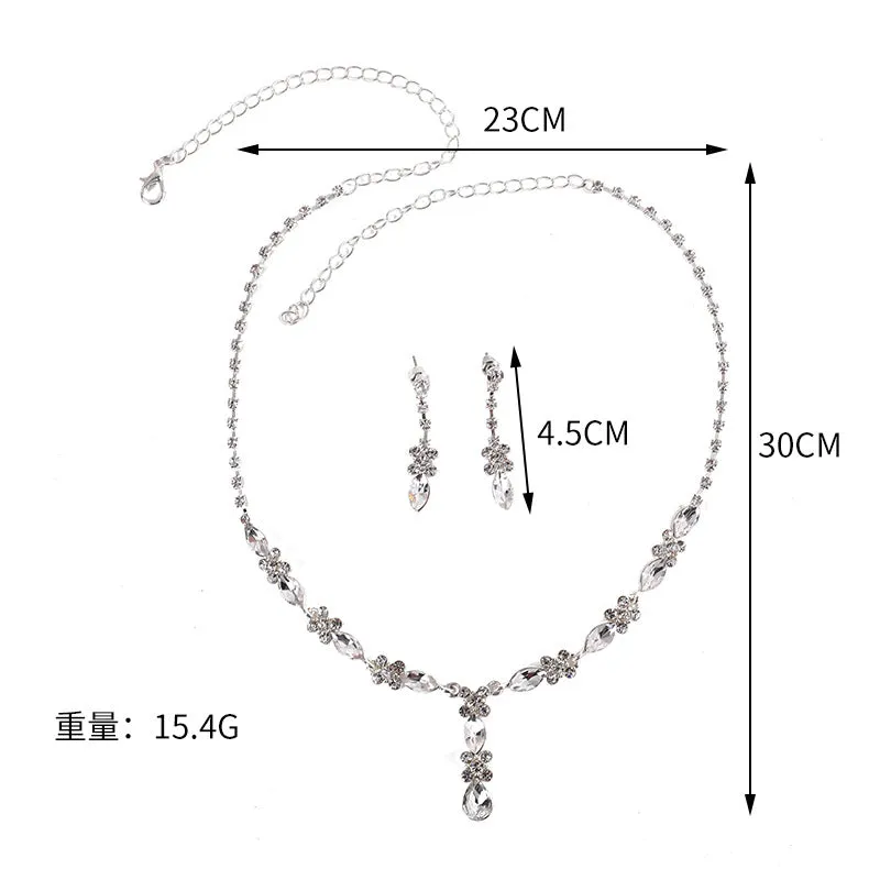 Women Classic Zircon Necklace And Earrings Set For Anniversary Gift