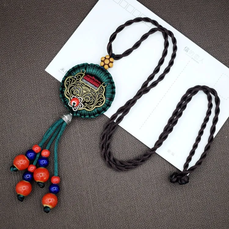 Woven Bohemian Ceramic Necklace Creative Ceramic Retro Long Ethnic Style Necklace Handmade Lady Jewelry Gift