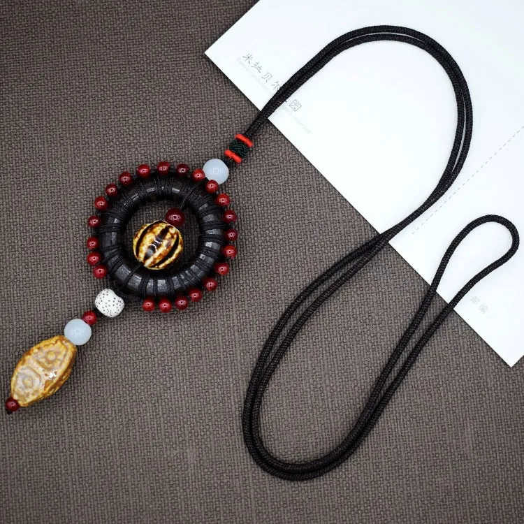 Woven Bohemian Ceramic Necklace Creative Ceramic Retro Long Ethnic Style Necklace Handmade Lady Jewelry Gift