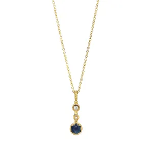 Yellow Gold and Blue Montana Sapphire Necklace - "Glacier Elixir"